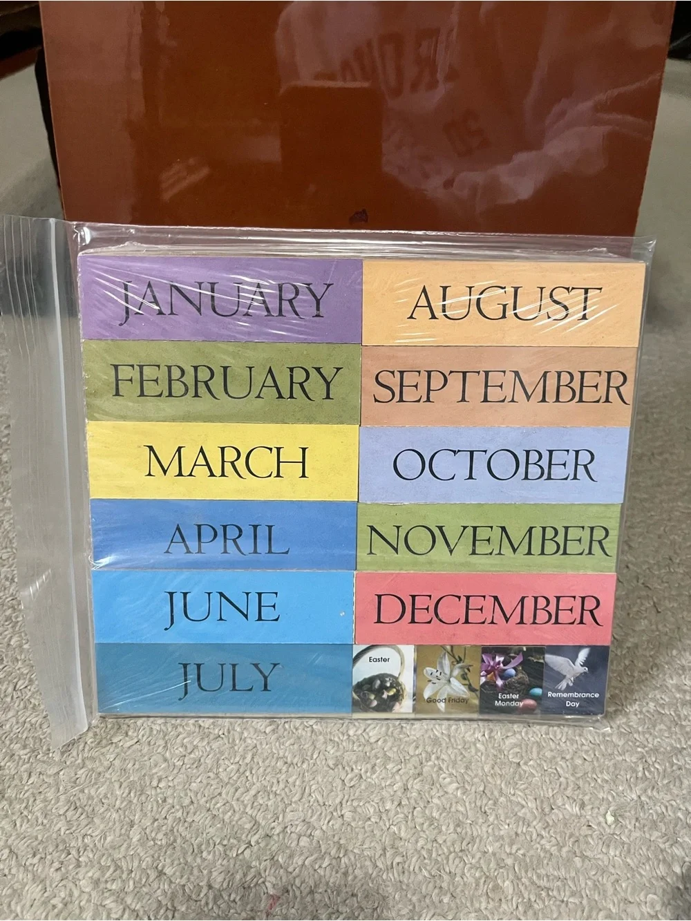 Perpetual Wall Calendar with Tulip Photo - Brown